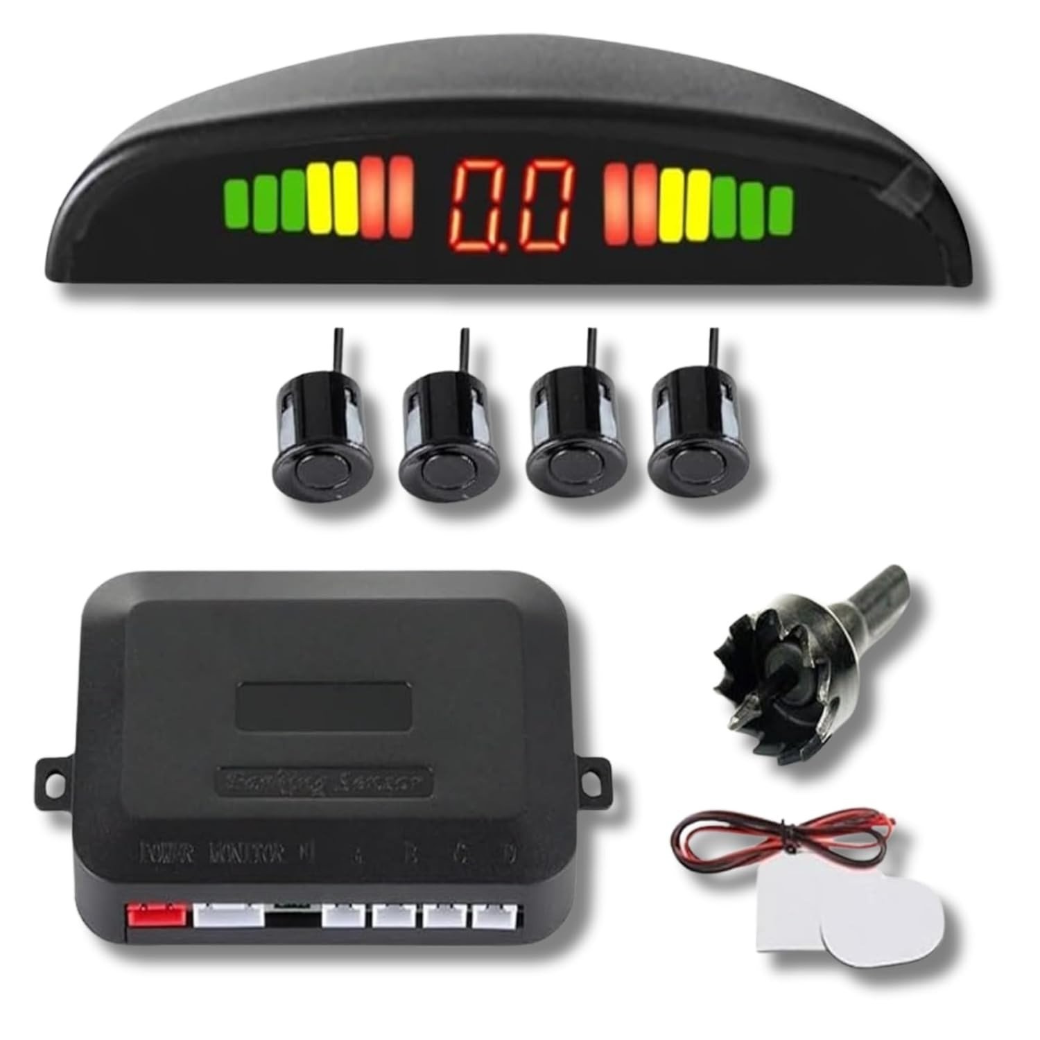 Sensor de Estacionamento Automotivo com Display LED e Alarme Sonoro - Radar de Ré Essencial