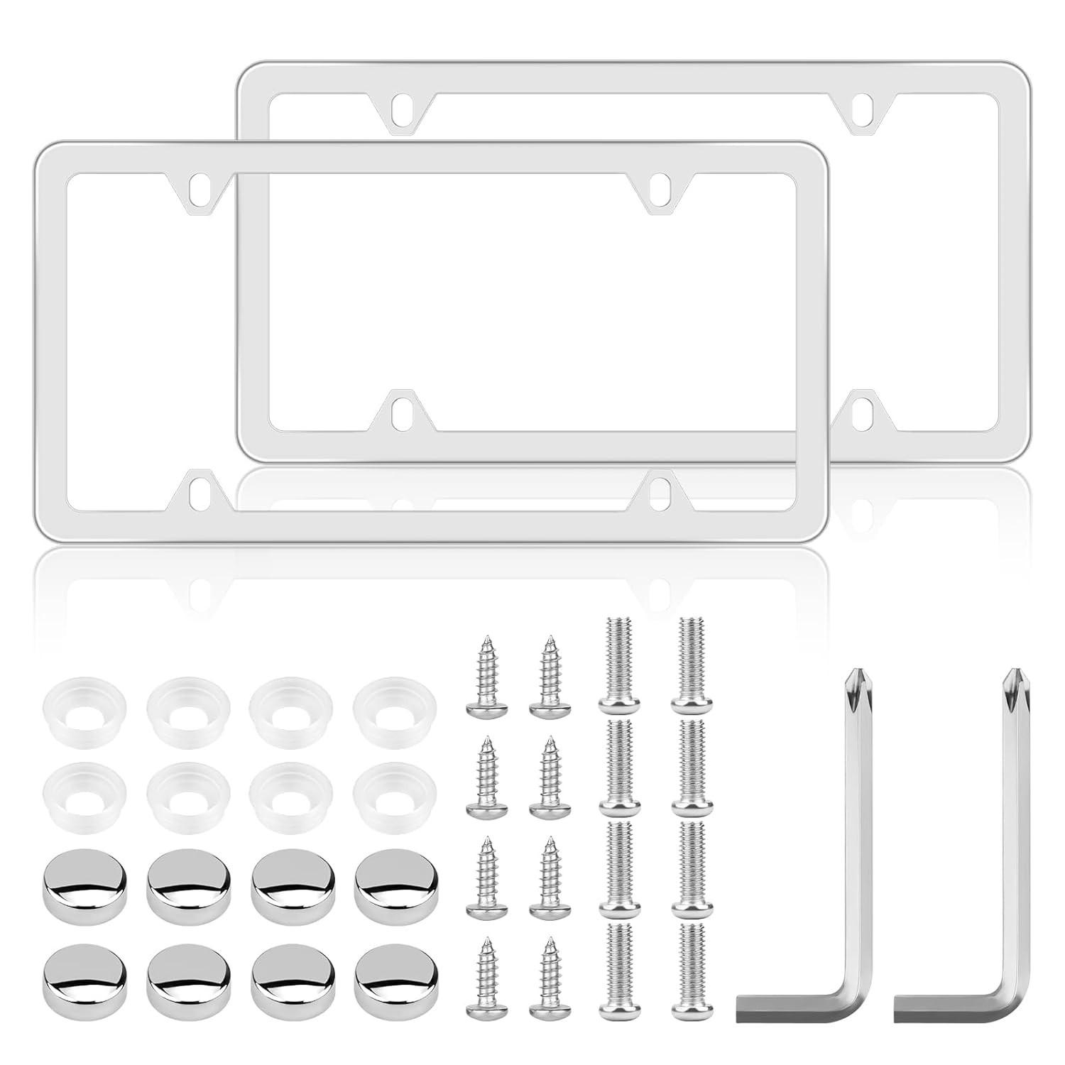 Kit 2 Suportes de Placa Cromada Universal em Liga de Zinco - Elegância e Durabilidade para Seu Carro