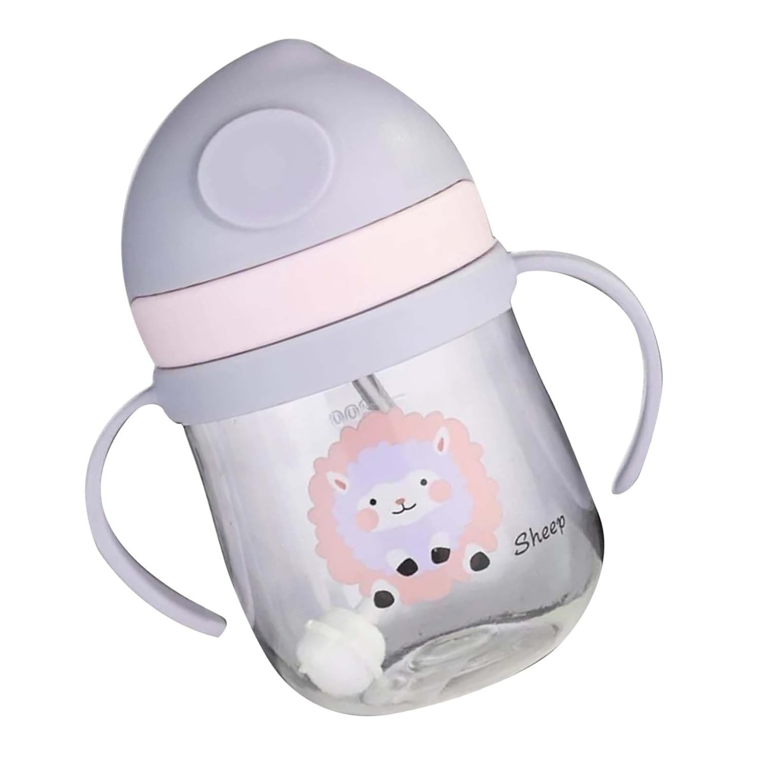 Copo com Canudo Naroote para Bebês - 250ml, à Prova de Vazamento, Design V, Ideal para Viagem e Casa (Roxo)