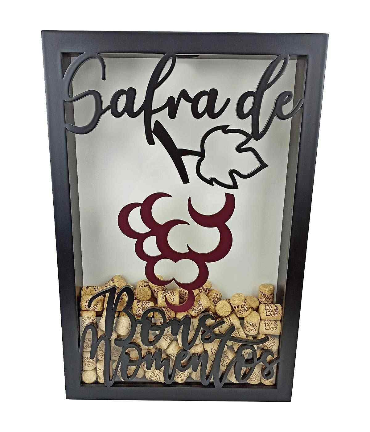 Quadro Porta Rolhas de Vinho Safra de Bons Momentos 150 - Organize sua Adega com Estilo