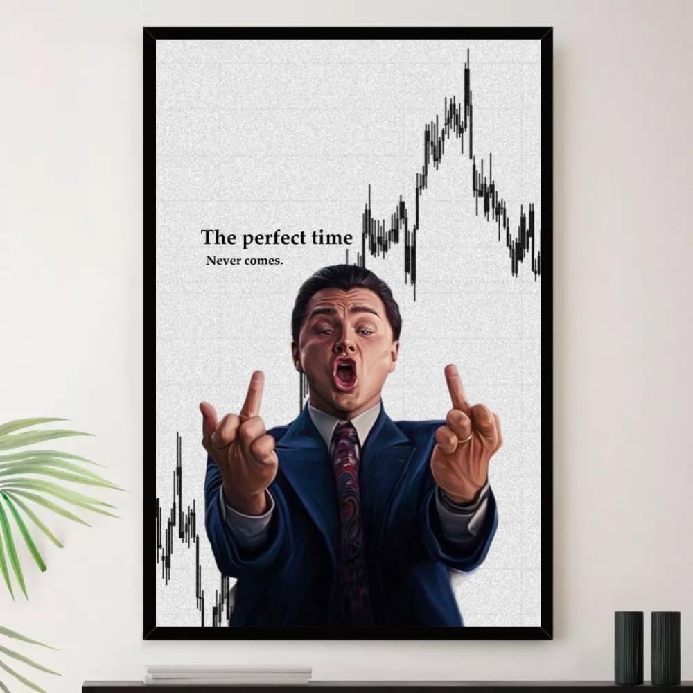 Quadro Lobo de Wall Street - Gráfico Decorativo A3 35x45cm com Moldura Premium