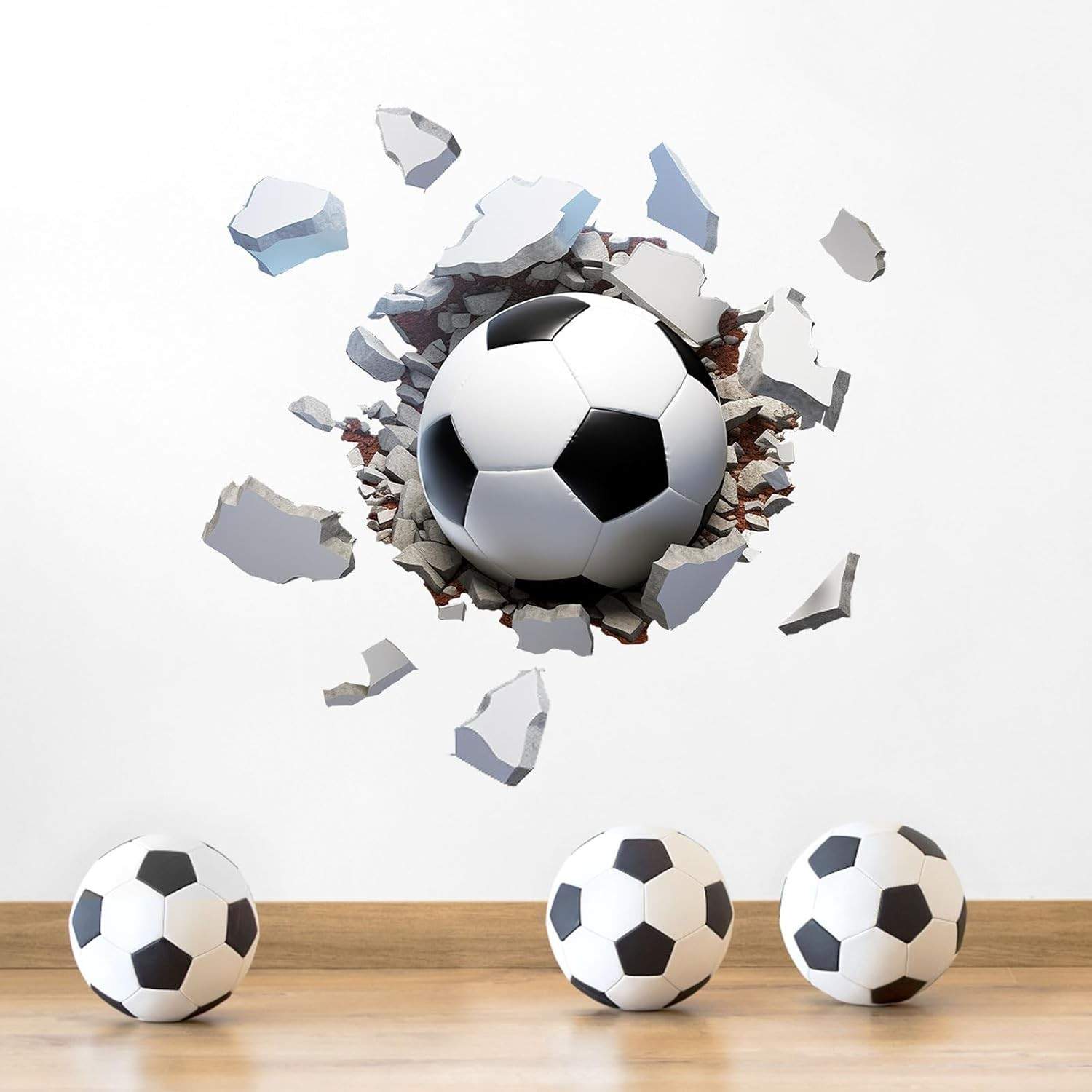 Adesivo de Parede de Futebol 3D Impermeável 55x54cm - Decalque Moderno Autoadesivo para Quarto e Sala de Jogos