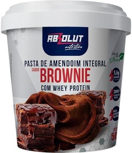Absolut Nutrition, Pasta de amendoín gourmet, adoçado com stévia, Sabor brownie, 500 gramas
