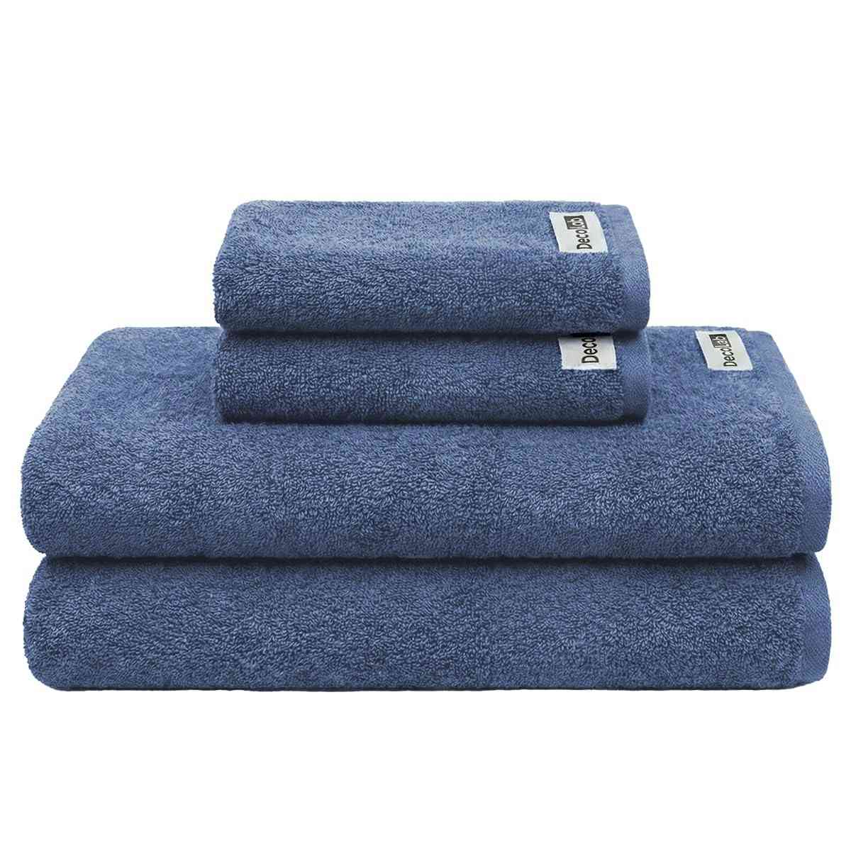 Decolab Jogo de Toalhas Air Light 100% Algodão - Maciez e Absorção Premium (Azul-claro e Azul-marinho, 4 Peças)