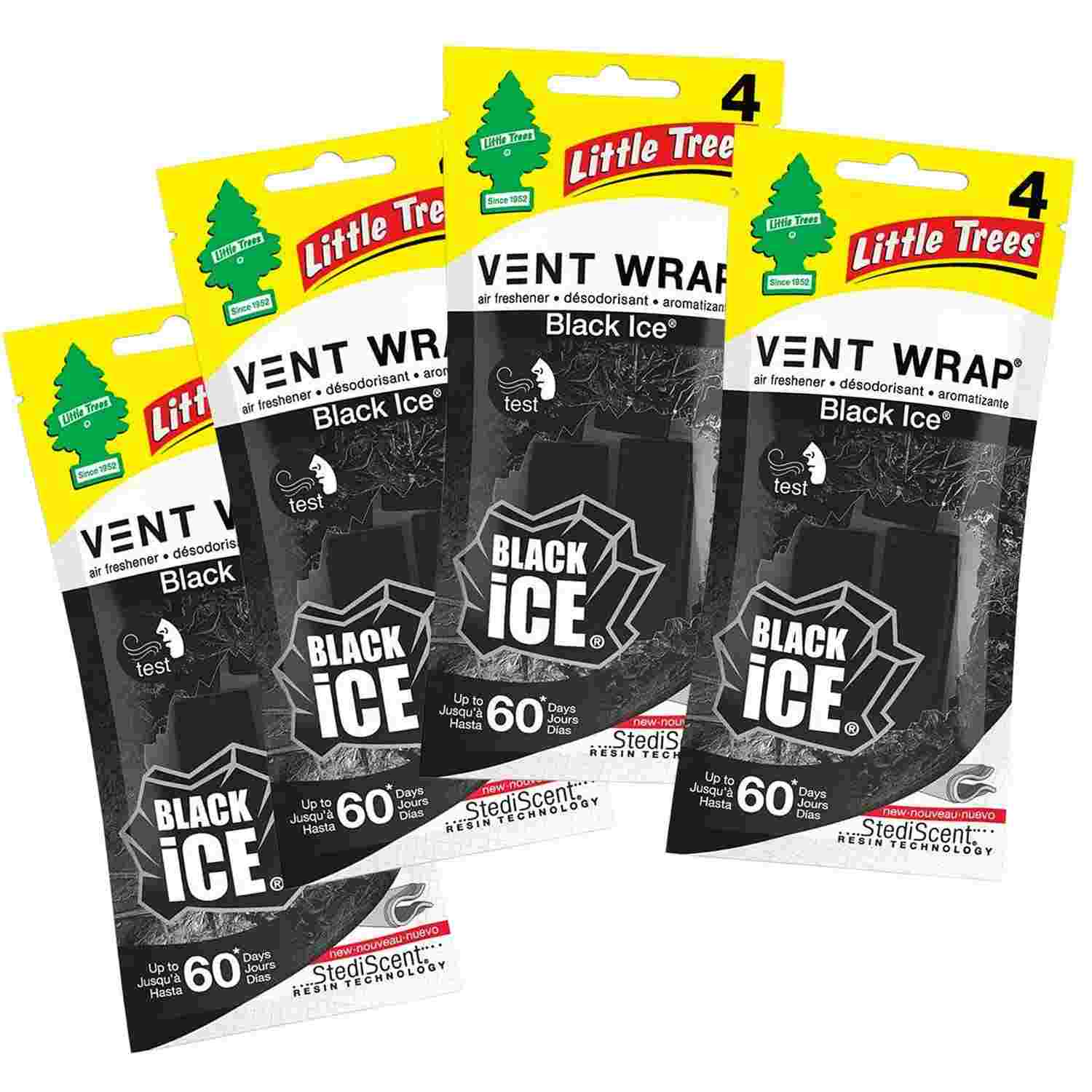 Little Trees Black Ice: Aromatizador de Saída de Ar para Carro (Pacote com 4)