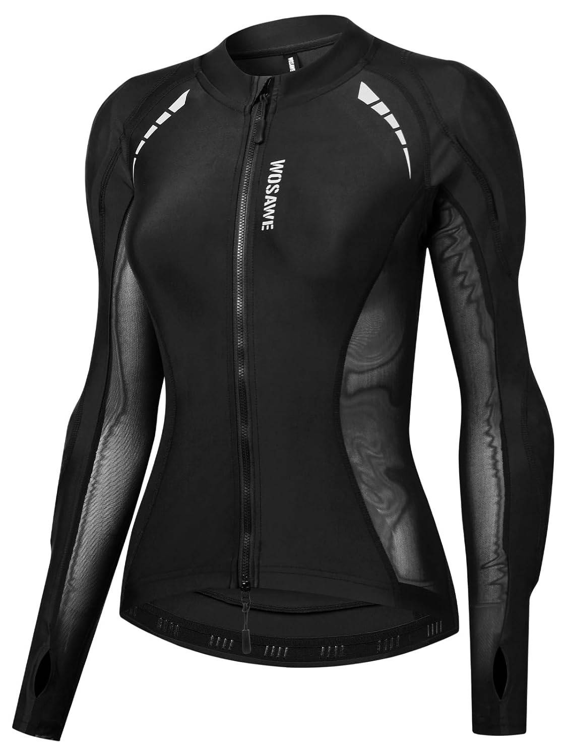 WOSAWE Jaqueta feminina de malha para motociclista, acolchoada com armadura, equipamento de proteção para bicicleta esportiva de verão