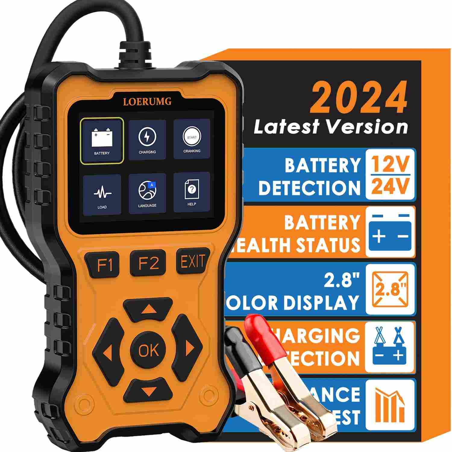 Testador de Bateria Automotiva 12V/24V LOERUMG HBCZ007: Diagnóstico Digital Completo