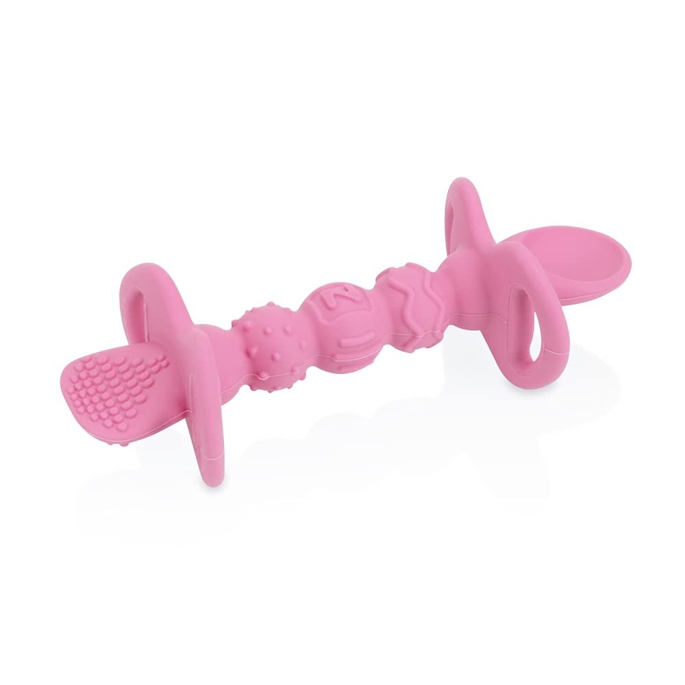 Colher de Silicone Nuby com Travas de Segurança Rosa - Segura, Macia e Ideal para Bebês