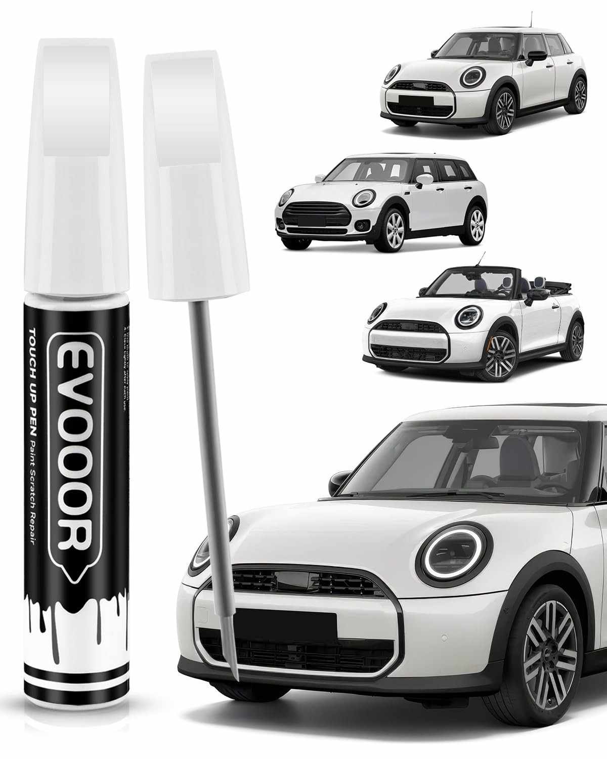 Tinta de retoque Nanug branca metálica (C6A) compatível com Bmw Mini tinta de retoque 2 em 1 para reparo de lascas e cortes com 2 microaplicadores descartáveis