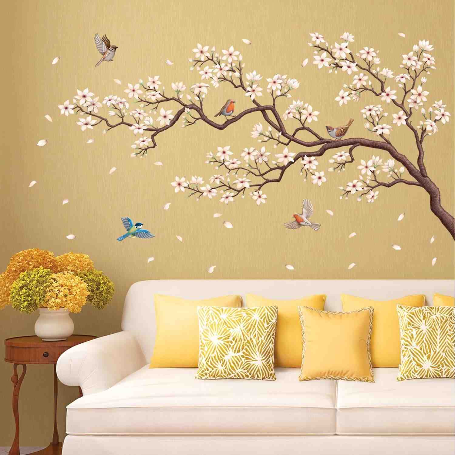Decalques de Parede Flor de Cerejeira Branca - Adesivos Elegantes para Decoração de Ambientes
