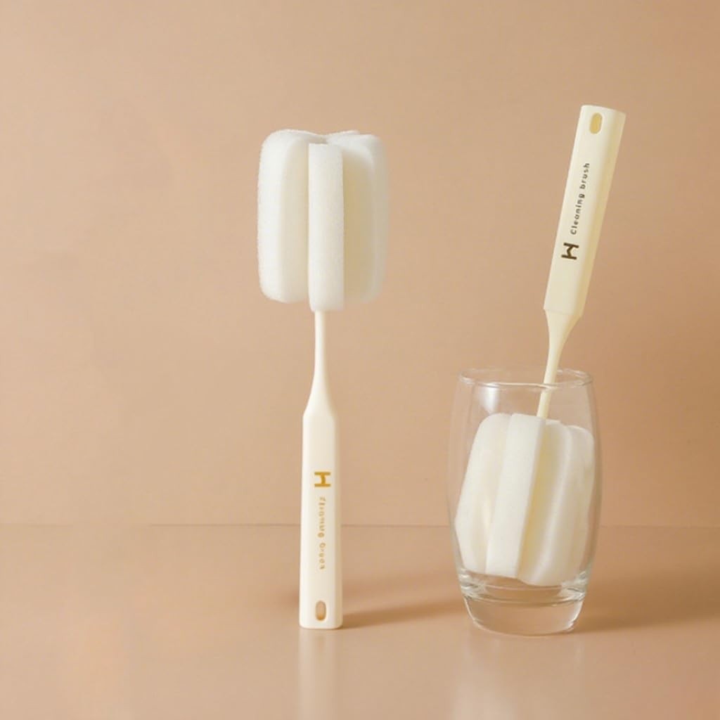 Escova de Espuma com Cabo Longo para Limpeza de Garrafas e Copos Profundos - Design Ergonômico e Durável