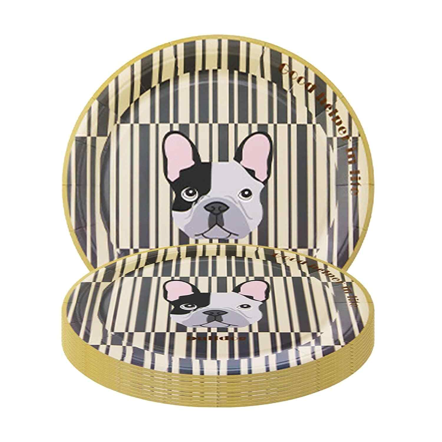 Pratos de Papel com Estampa de Cachorro - 10 Unidades Compostáveis e Ecológicos para Festas e Piqueniques