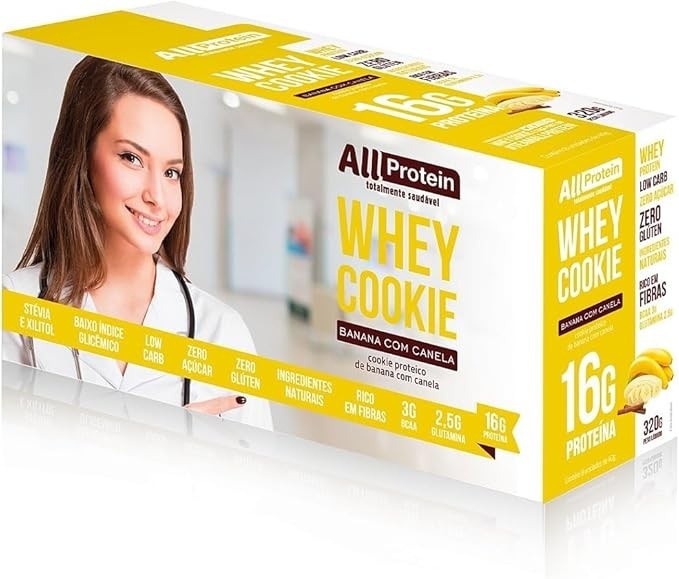 Caixa de Whey Cookie de Banana com Canela 8 Unidades de 40g - All Protein