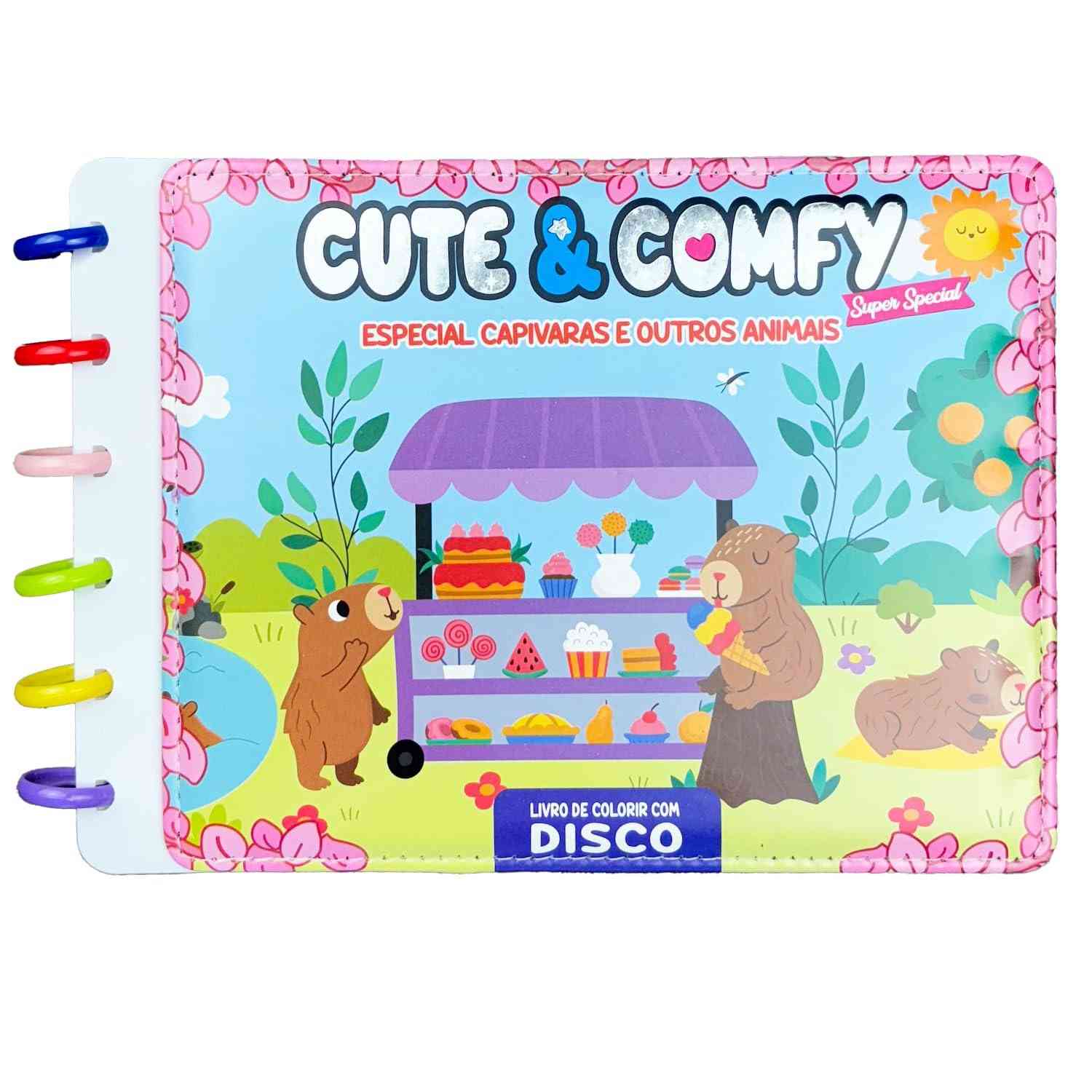 Livro de Colorir Cute & Comfy Super Special Edição 04: Capivaras e Animais Fofos - Encadernação em Disco