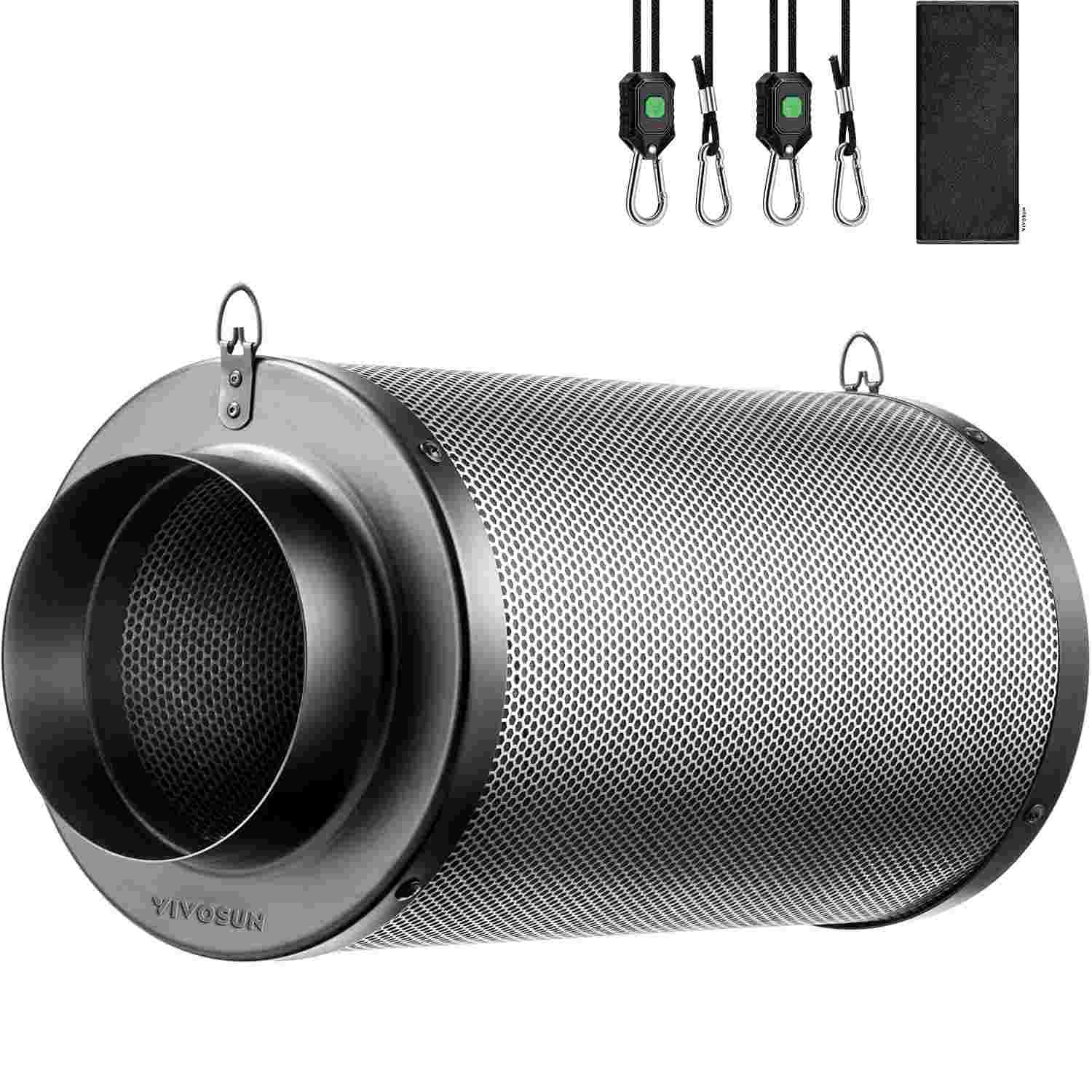 Filtro de Ar de Carbono VIVOSUN 15 cm com Carvão Australiano Premium - Controle Total de Odores para Cultivo Indoor