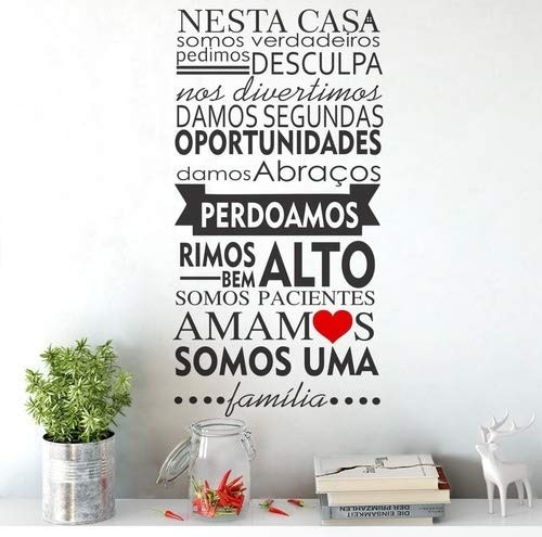 Adesivo Decorativo de Parede 'Nesta Casa' - 1,15m x 59cm - Família e Coração