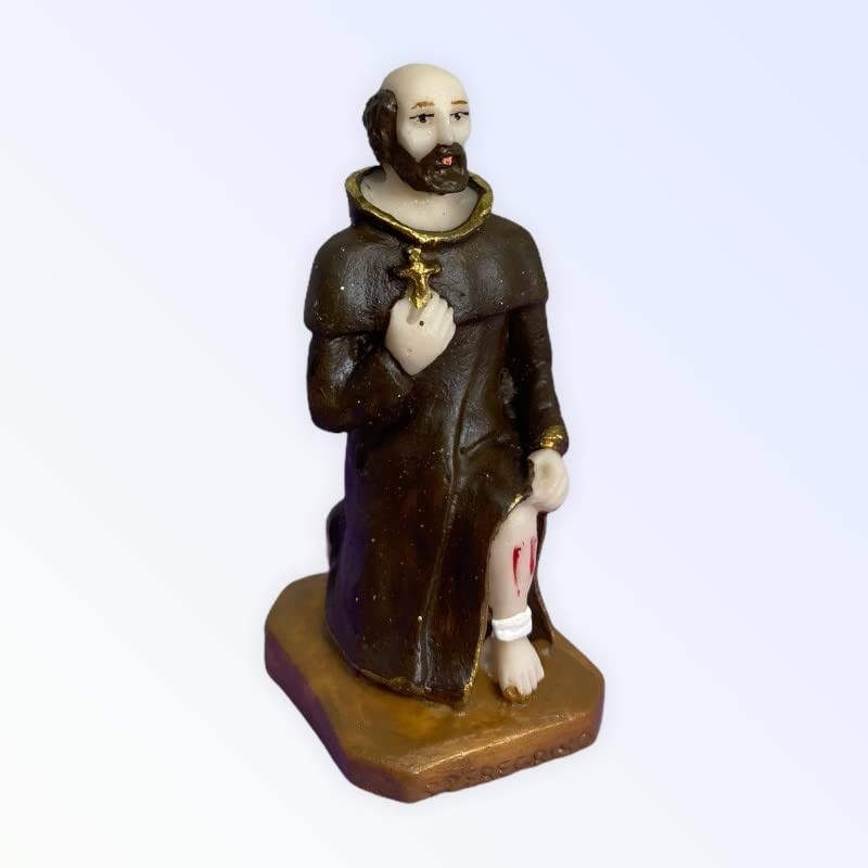 Imagem de São Peregrino em Resina 7 cm - Escultura Católica Detalhada e Resistente