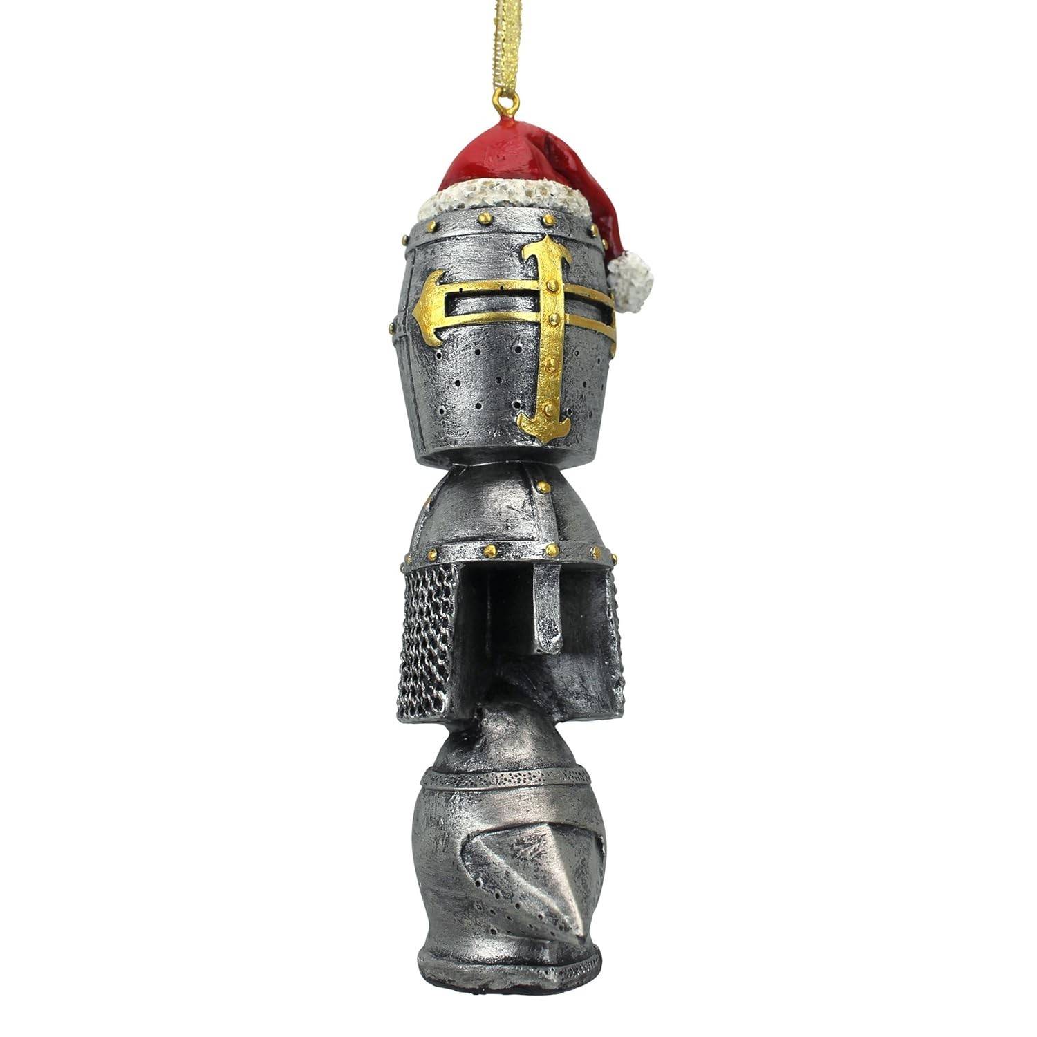 Ornamento de Natal Medieval com Capacete de Cavaleiro - Decoração Gótica para Árvore