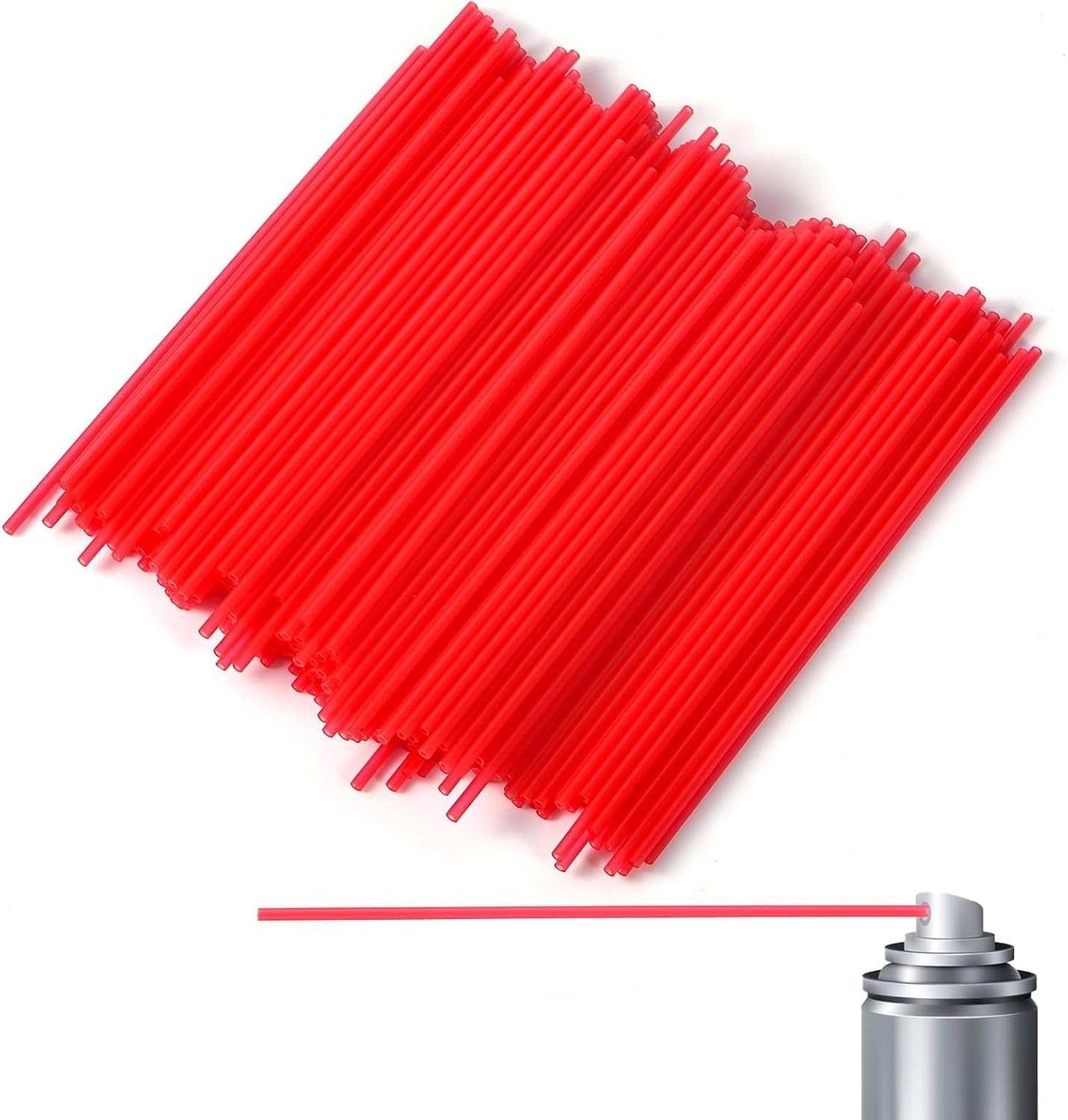 200 canudos de lata de spray, 12 cm de comprimento, material PP vermelho, canudos de substituição para limpador de tinta, óleo lubrificante, espaço estreito