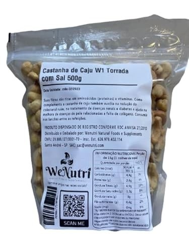 Castanha de Caju Torrada Inteira com Sal 500g Wenutri