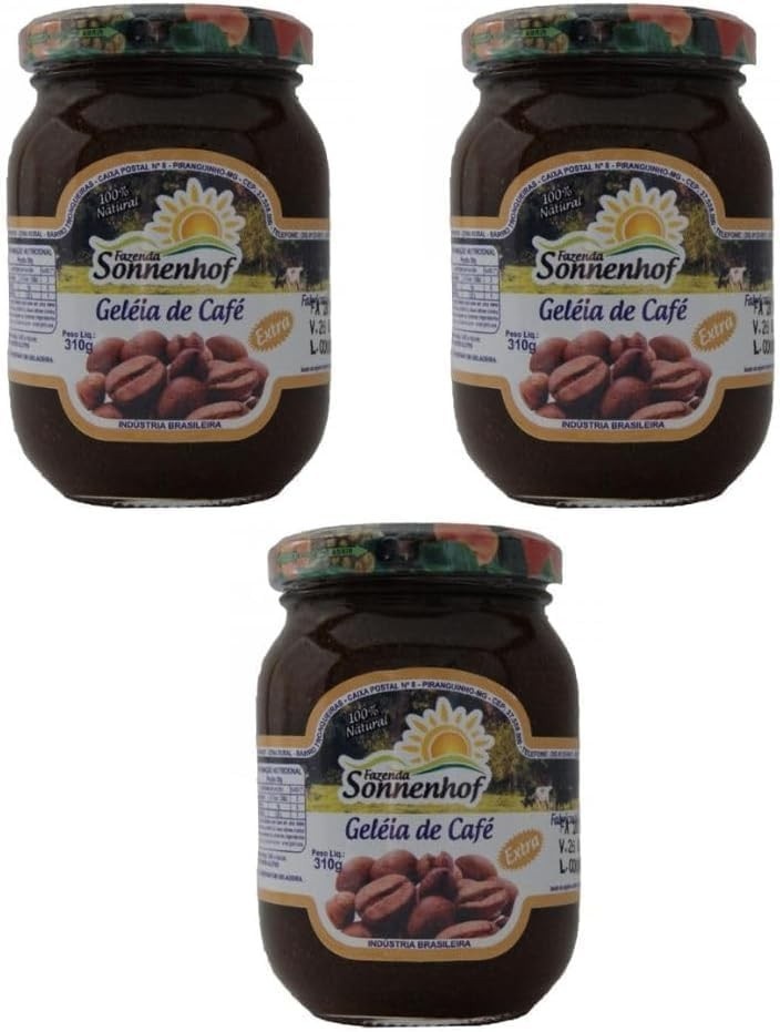 Kit com 3 Potes de Geleia Extra de Café - 310g - Fazenda Sonnenhof