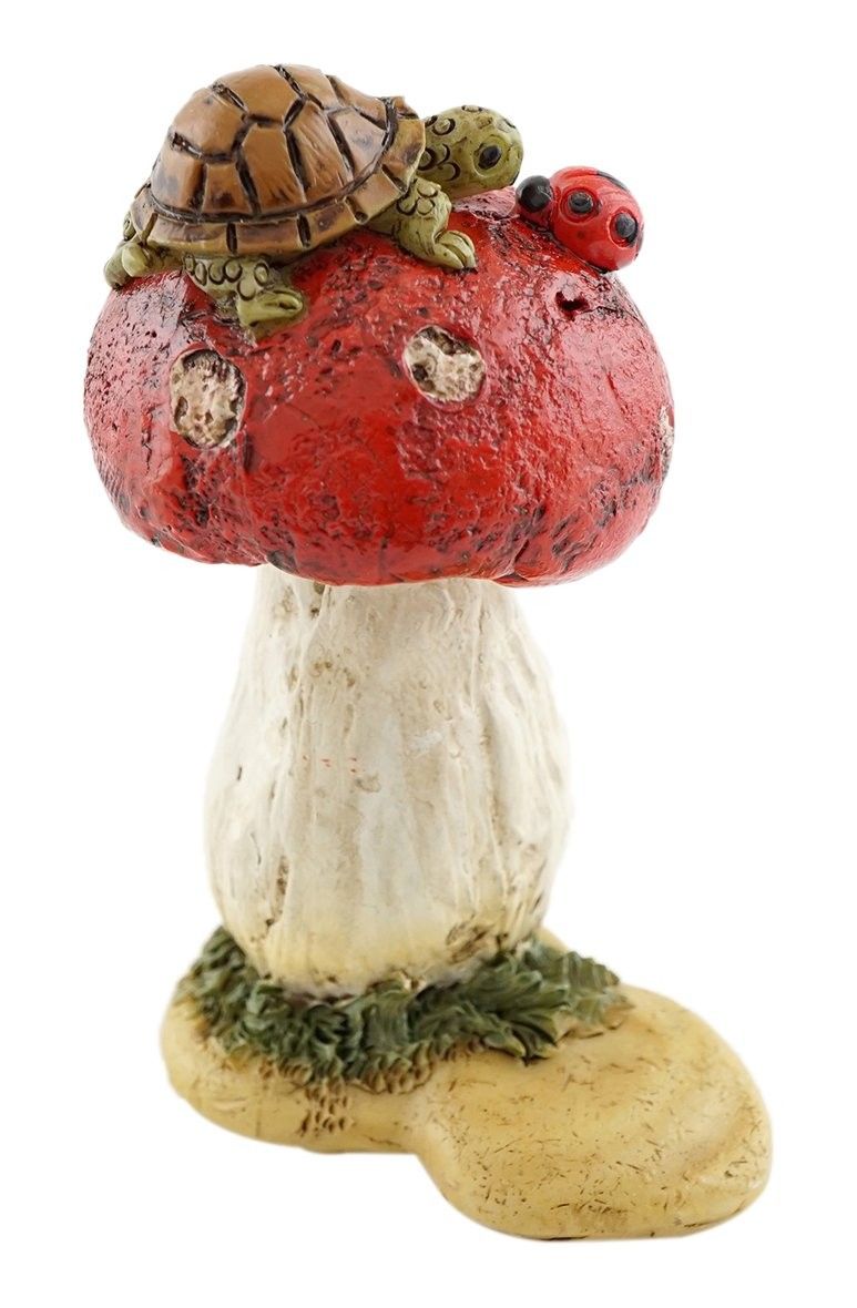 Miniatura de Jardim de Fadas com Tartaruga e Cogumelo - 6x6 cm | Decoração Encantadora para Terrários e Ambientes Mágicos
