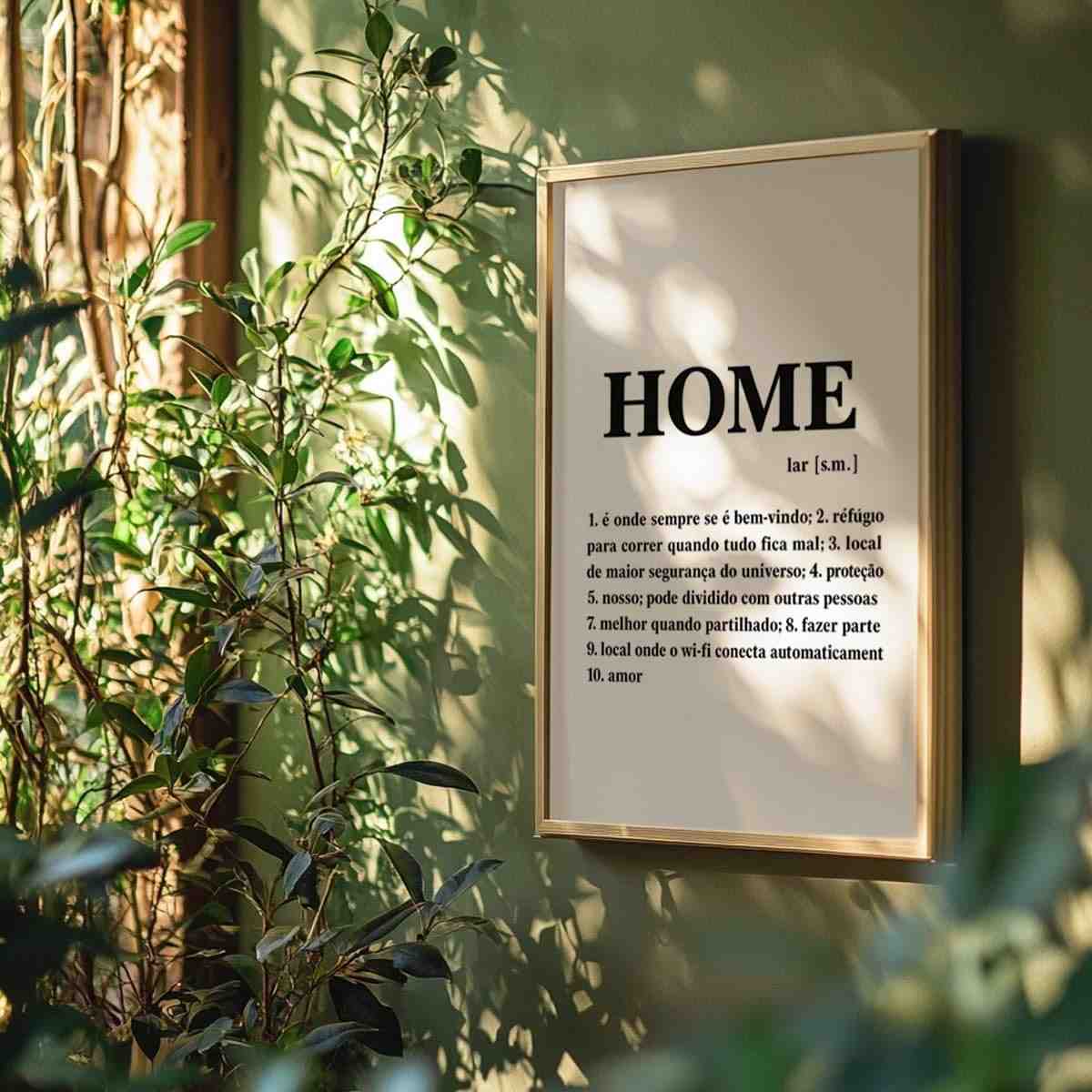 Quadro Decorativo Home Definição - Moldura Minimalista com Frases de Amor e Família para Sala, Entrada e Escritório