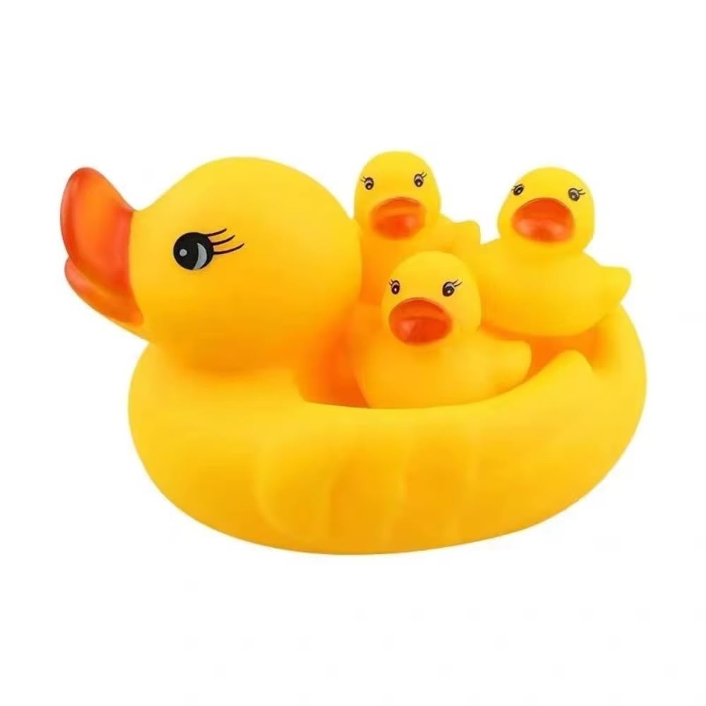 Conjunto de Patinhos de Banho em Vinil 4 Peças - Brinquedo Divertido e Educativo para Bebês