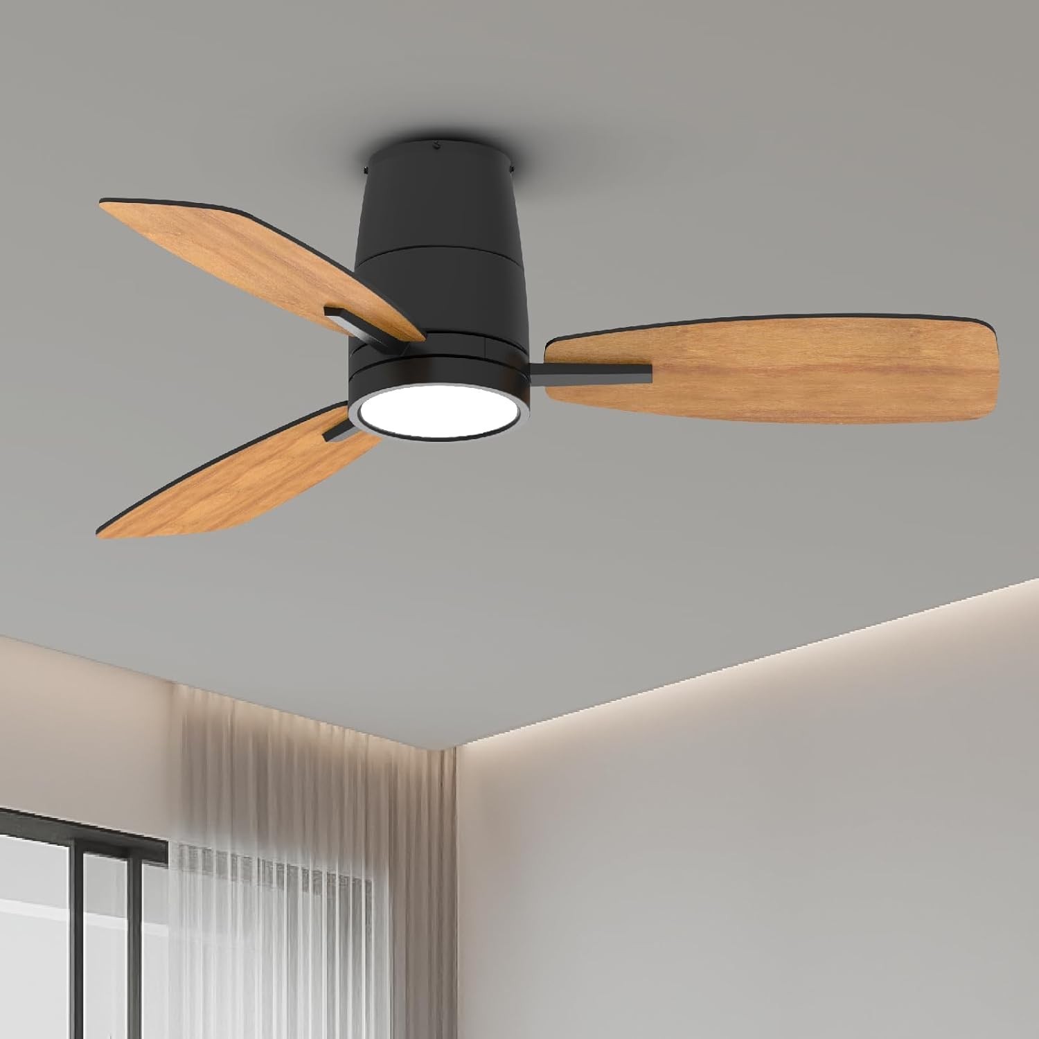 Ventilador de Teto TALOYA 106,7 cm com Luz LED, Controle Remoto e Lâminas Reversíveis - Silencioso e Moderno
