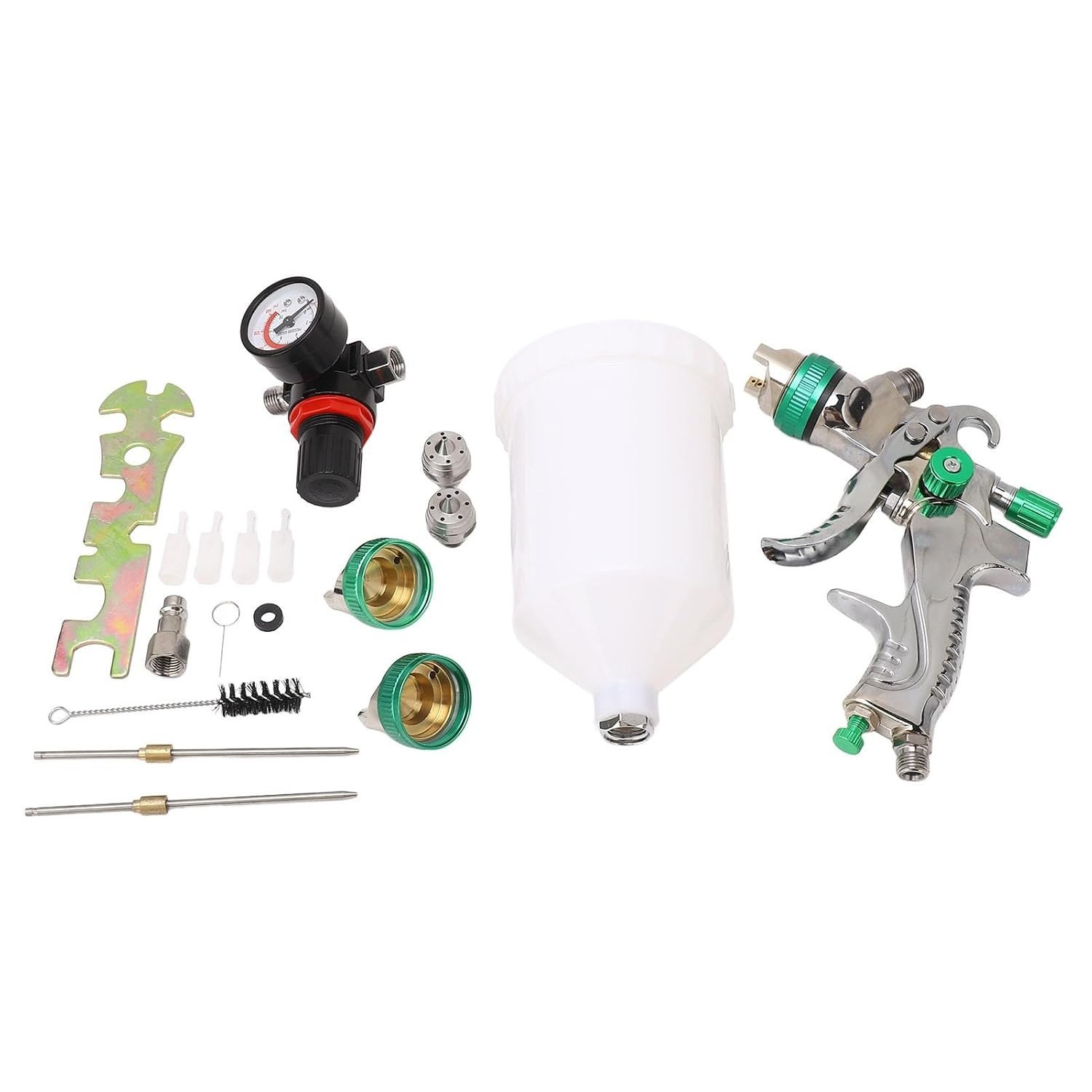 HVLP Spray Gun Profissional - Conjunto com Copo de 600ml, 3 Bicos de Aço Inoxidável e Alimentação por Gravidade