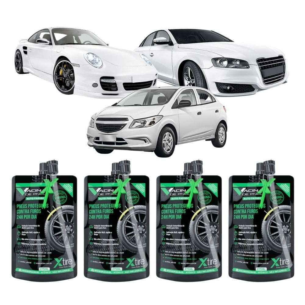 Xtire Vacina de Pneu: Selante Antifuro Automotivo para Carros de Passeio (Hatch/Sedan) - Proteção 24h