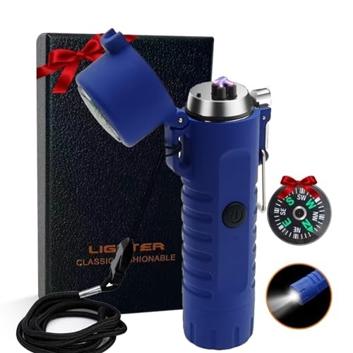 RSBYE Isqueiro Elétrico de Arco À Prova de Vento de Plasma, Recarregável Por Usb, Isqueiro de Arco Duplo, À Prova D'Água, Sem Chama, com Cordão para Acampamento, Caminhada, Caça, Sobrevivência Ao Ar L
