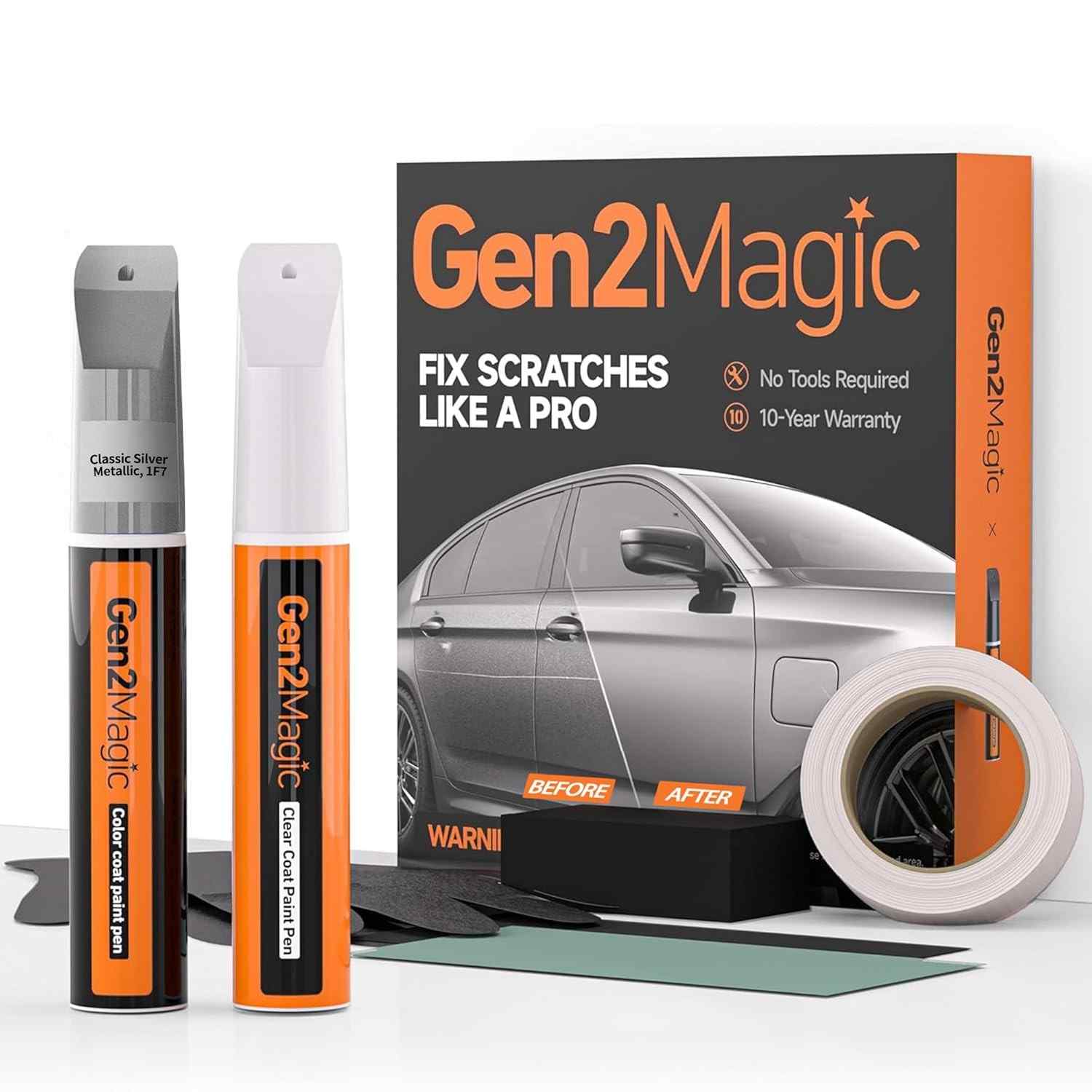 Kit de Retoque para Toyota - Caneta de Tinta Prata Metálica 1F7 com Revestimento Transparente - Reparo de Arranhões Fácil e Profissional