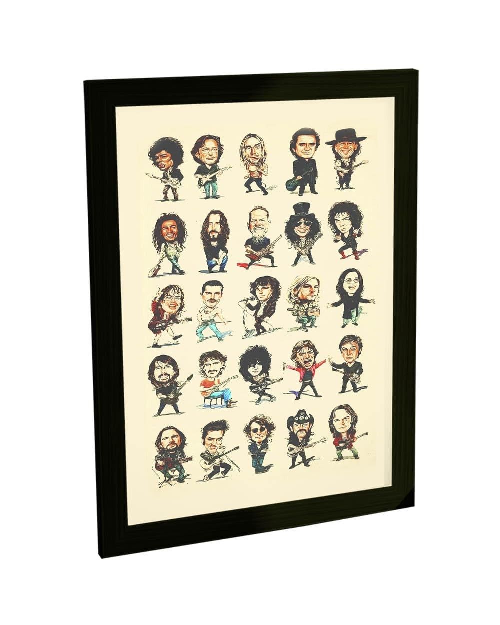 Quadro Decorativo A3 Ícones do Rock - Poster de Bandas de Metal com Moldura