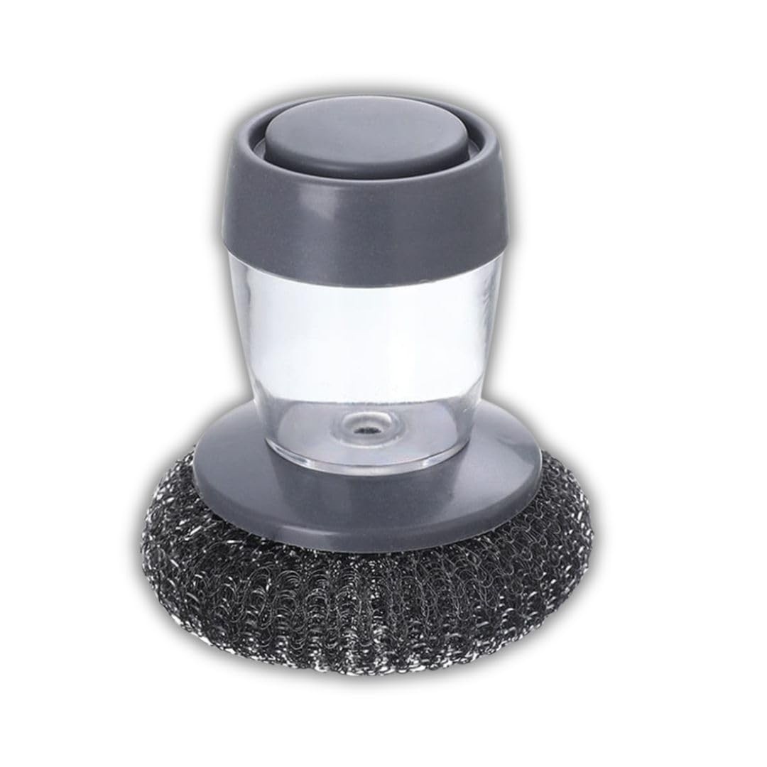 Escova de Aço com Dispenser de Detergente SteelPower - Limpeza Profunda e Econômica para Cozinha