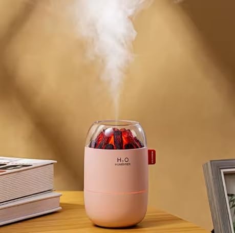 Umidificador de Ar Portátil com Luz Noturna Rosa e Difusor de Aromas 280ml