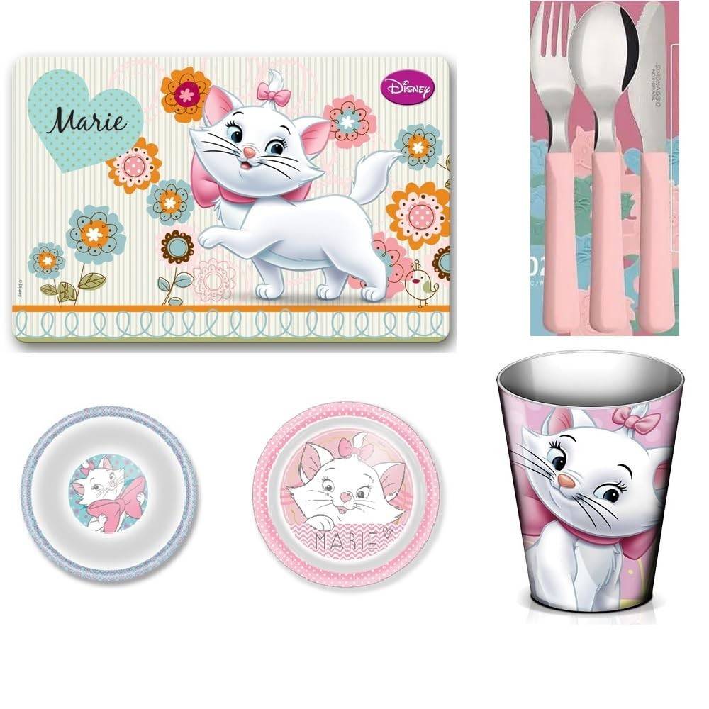 Conjunto de Refeição Gatinha Marie com Talheres - Estilo e Praticidade para Crianças