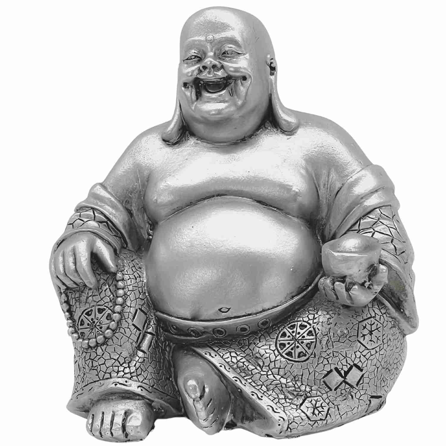 Estátua de Buda Sorridente Lucky Happy 15 cm - Decoração com Energia Positiva Bellaa 25761
