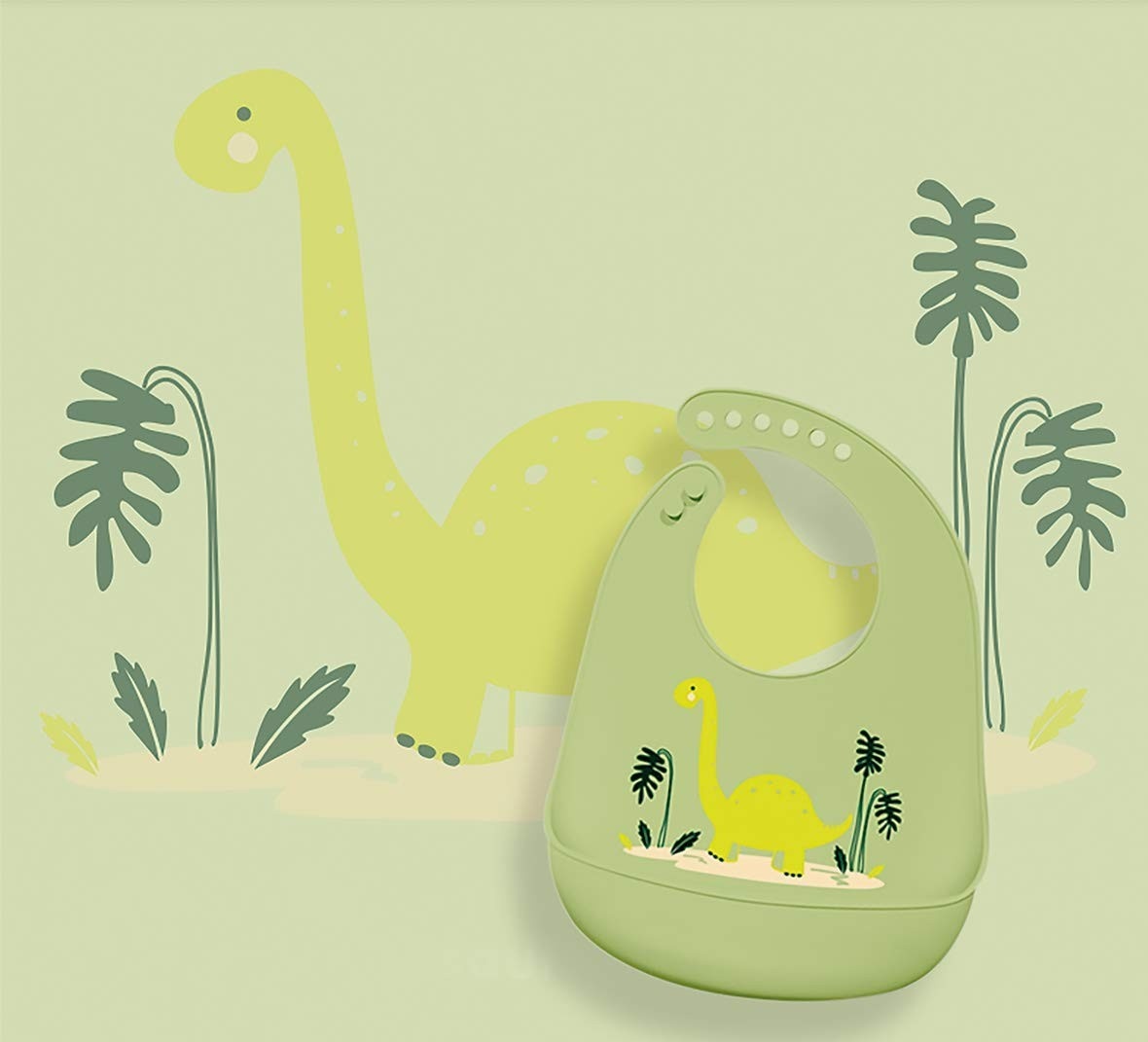 KaBaby Babador de Silicone com Estampa de Dinossauros - Seguro, Higiênico e Divertido para Bebês