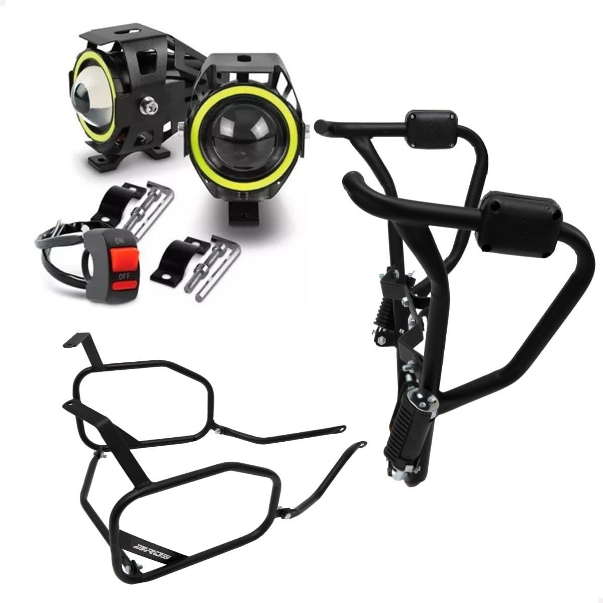 Protetor de Carenagem e Motor para Honda Bros + Farol de LED - Segurança e Estilo