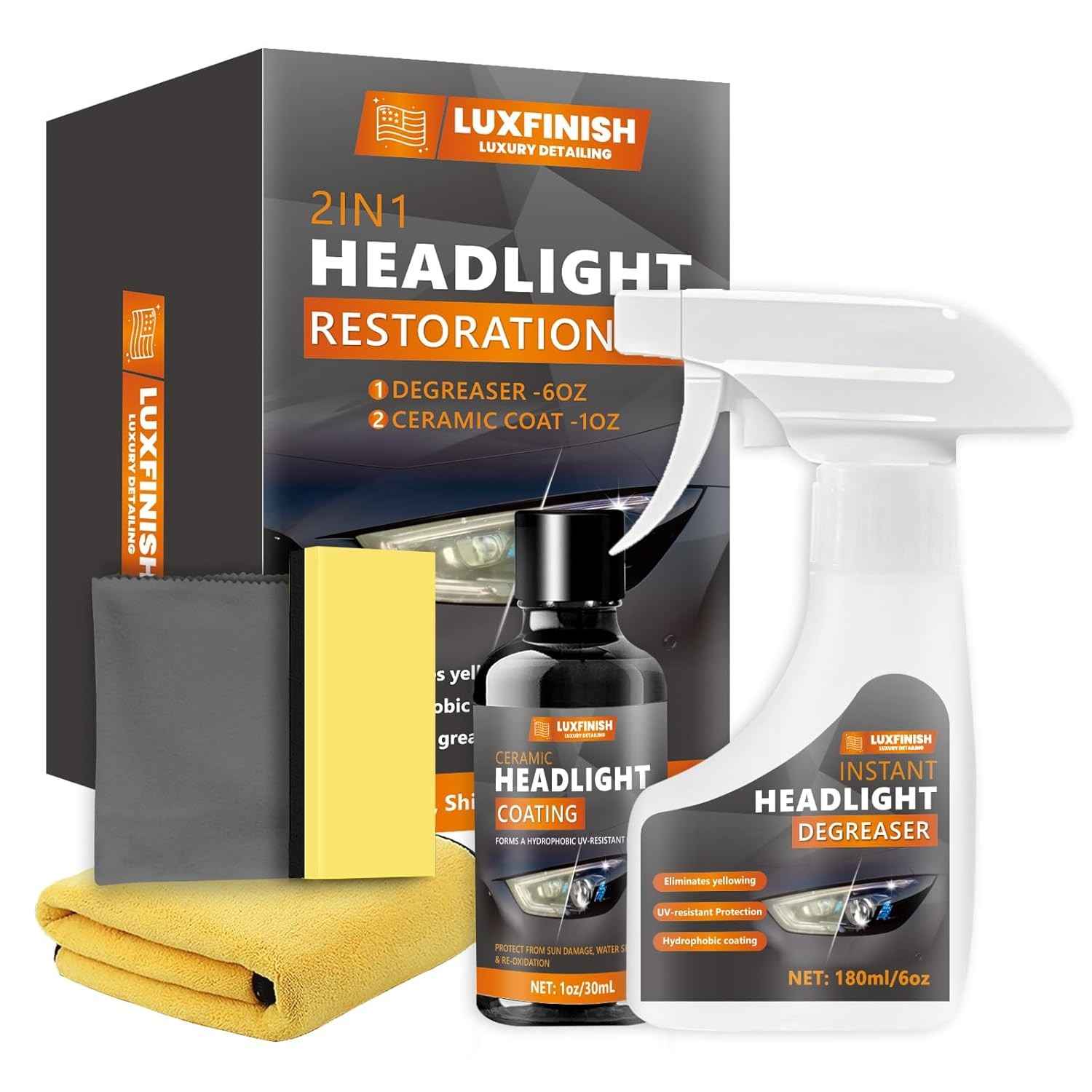 Kit de Restauração de Faróis com Selante UV - Limpeza Profunda e Proteção Duradoura