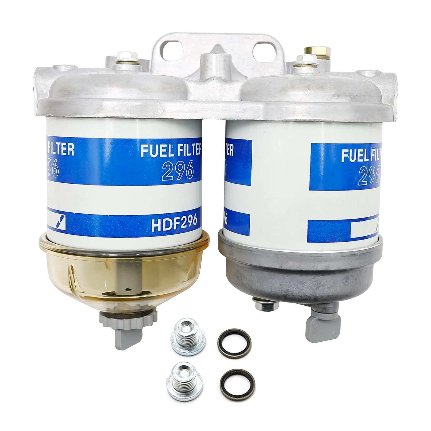 Conjunto de Filtro de Combustível Duplo com Tigela de Vidro para Tratores Ford e New Holland - Peça de Reposição Universal