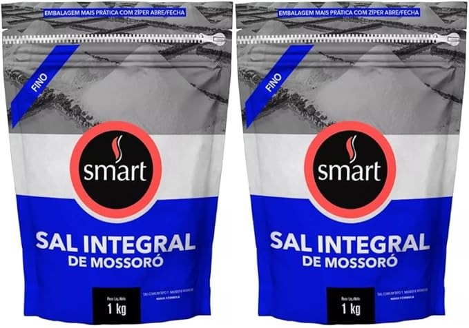 Kit com 2 Pouchs de Sal Integral de Mossoró Fino de 1kg cada - Smart