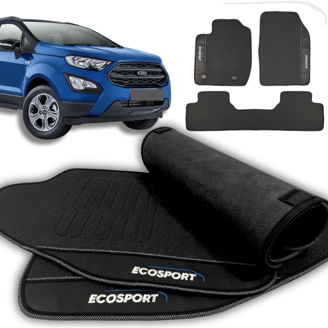 Jogo de Tapetes Automotivos Emborrachados para Ford Ecosport 2013-2023 - 3 Peças Impermeáveis e Antiderrapantes