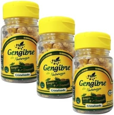 Kit 3 Unidades de Gengibre Cristalizado com Abacaxi de 40g cada - Gengibre da Natureza
