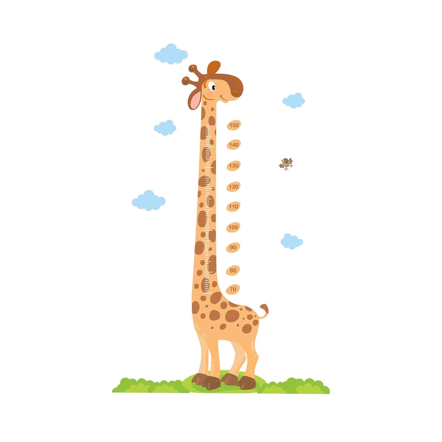 Adesivo de Parede Infantil Girafa com Régua de Crescimento 175x110cm - Decore e Acompanhe o Crescimento com Estilo