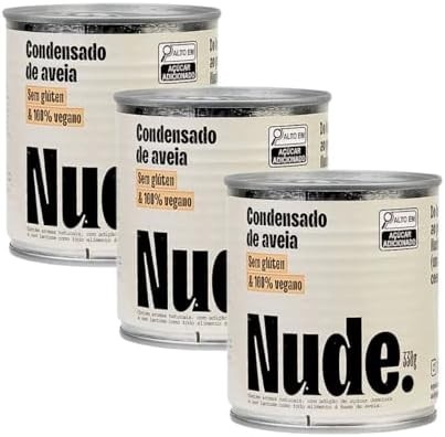 Kit com 3 Latas de Condensado de Aveia Vegano Sem Glúten de 330g cada - Nude
