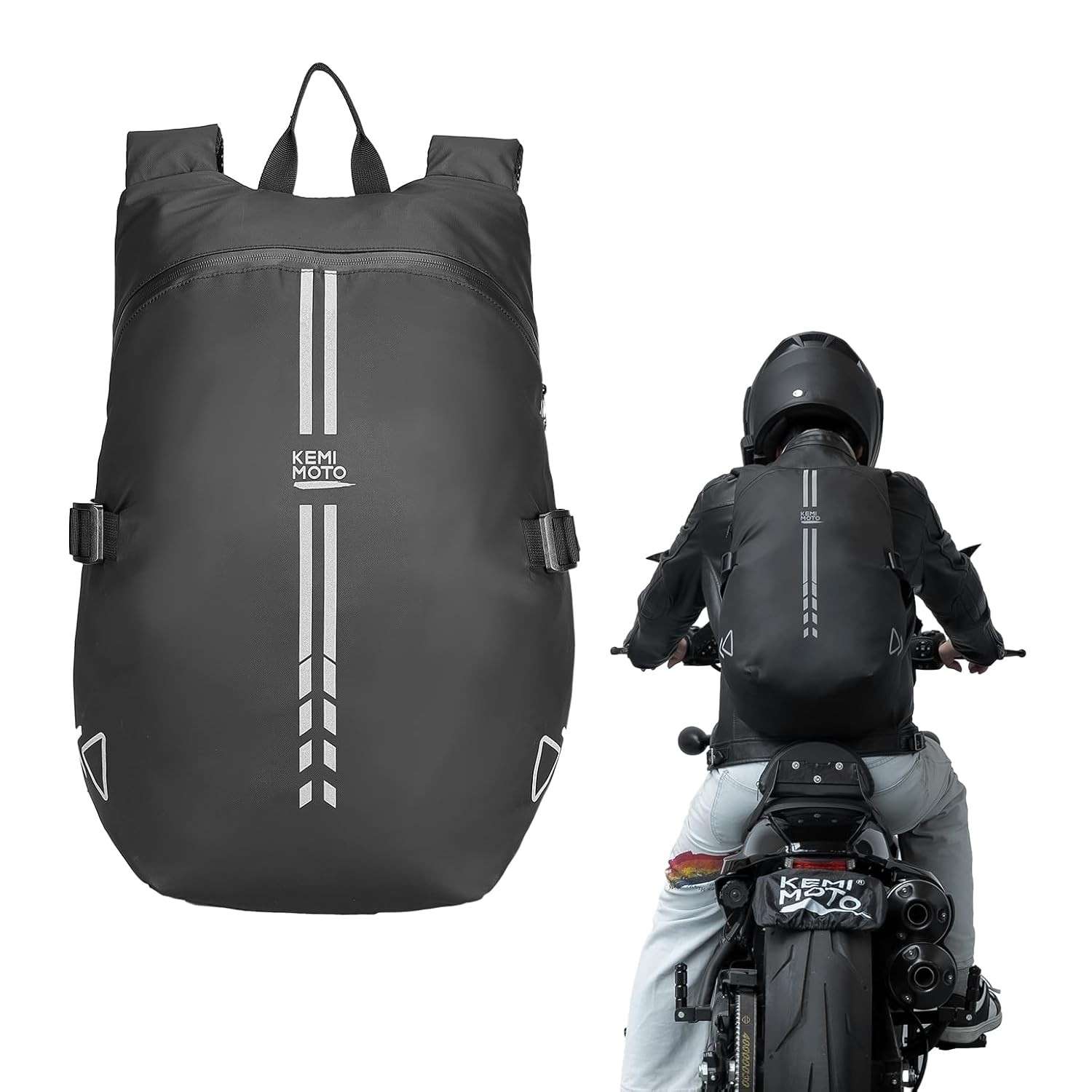 KEMIMOTO Mochila de motocicleta, 40 L para homens, bolsa de capacete resistente à água para viagens, viagens diárias, viagens de escritório