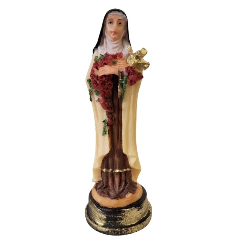 Imagem de Santa Terezinha em Resina 9 cm - Decoração Devocional Elegante
