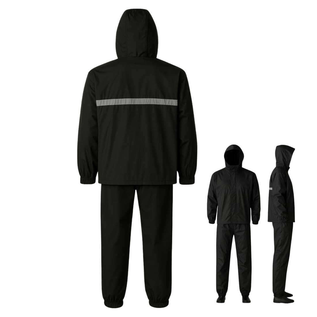 Roupa de Chuva para Motociclista Zein House Tools – Impermeável com Capuz, Faixa Refletiva e Gola Alta – Jaqueta + Calça